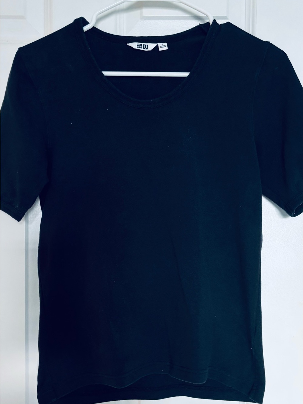 Uniqlo U Women's Size Medium Black Short Sleeve T-Shirt 100% Cotton Spandex